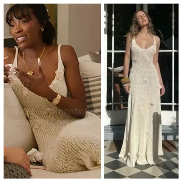 NWT Anna October Maxi Dress White Crochet Knit Astrid Floral Bridal Wedding sz S - Picture 2 of 13